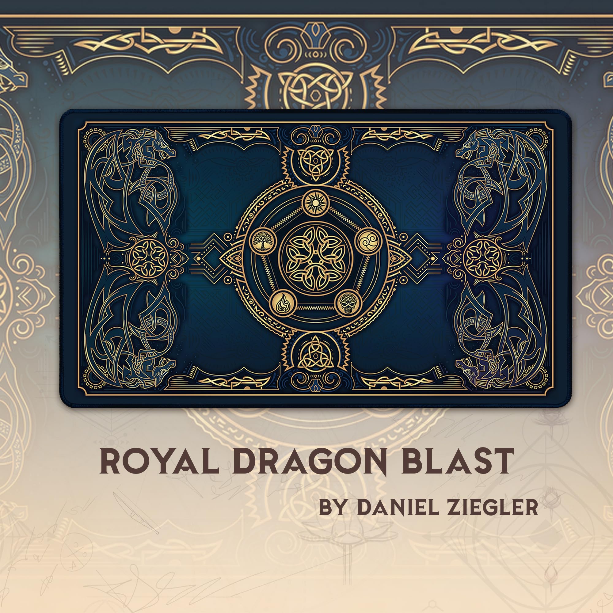 Royal Dragon Blast (Bords Cousus) - Tapis de Jeu MTG - Compatible avec Les Tapis de Jeu Magic: The Gathering - Jouez à MTG, Yugioh, TCG - Tapis de Jeu aux Designs Originaux