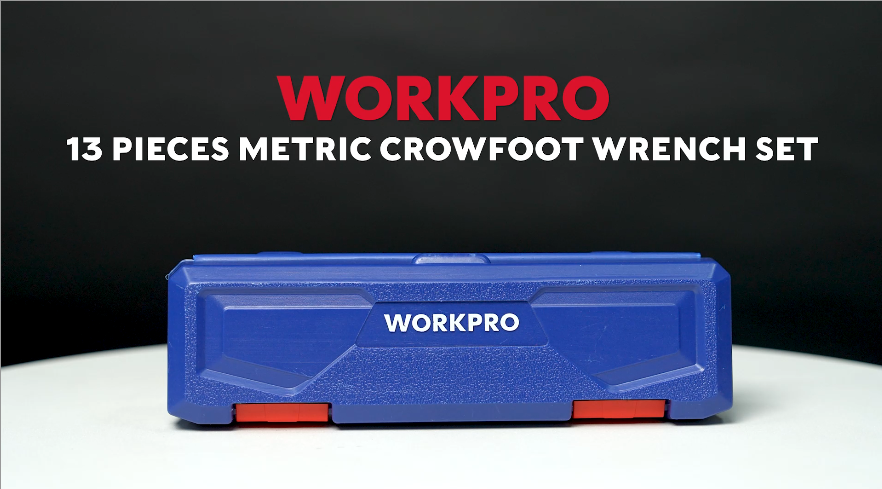 11-Piece 3/8" Drive Crowfoot Wrench Set – Metric Crows Foot Set With 2 Extension Bars, 1/2" To 3/8" Adapter, Storage Box – For Tight Spaces