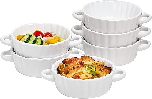 Bruntmor Tazones de sopa de cerámica con asas dobles, cuencos apilados de 26 onzas para sopa de cebolla francesa, cereales, tartas de olla, bandeja