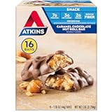 Caramel Chocolate Nut Roll Snack Bar, Protein Snack , 7g Protein, 2g Sugar, Rich in Fiber, 16 Count