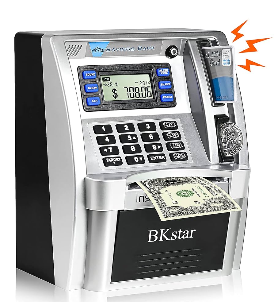 Amazon.co.jp: アップグレードされたATM貯金箱、リアルマネー用