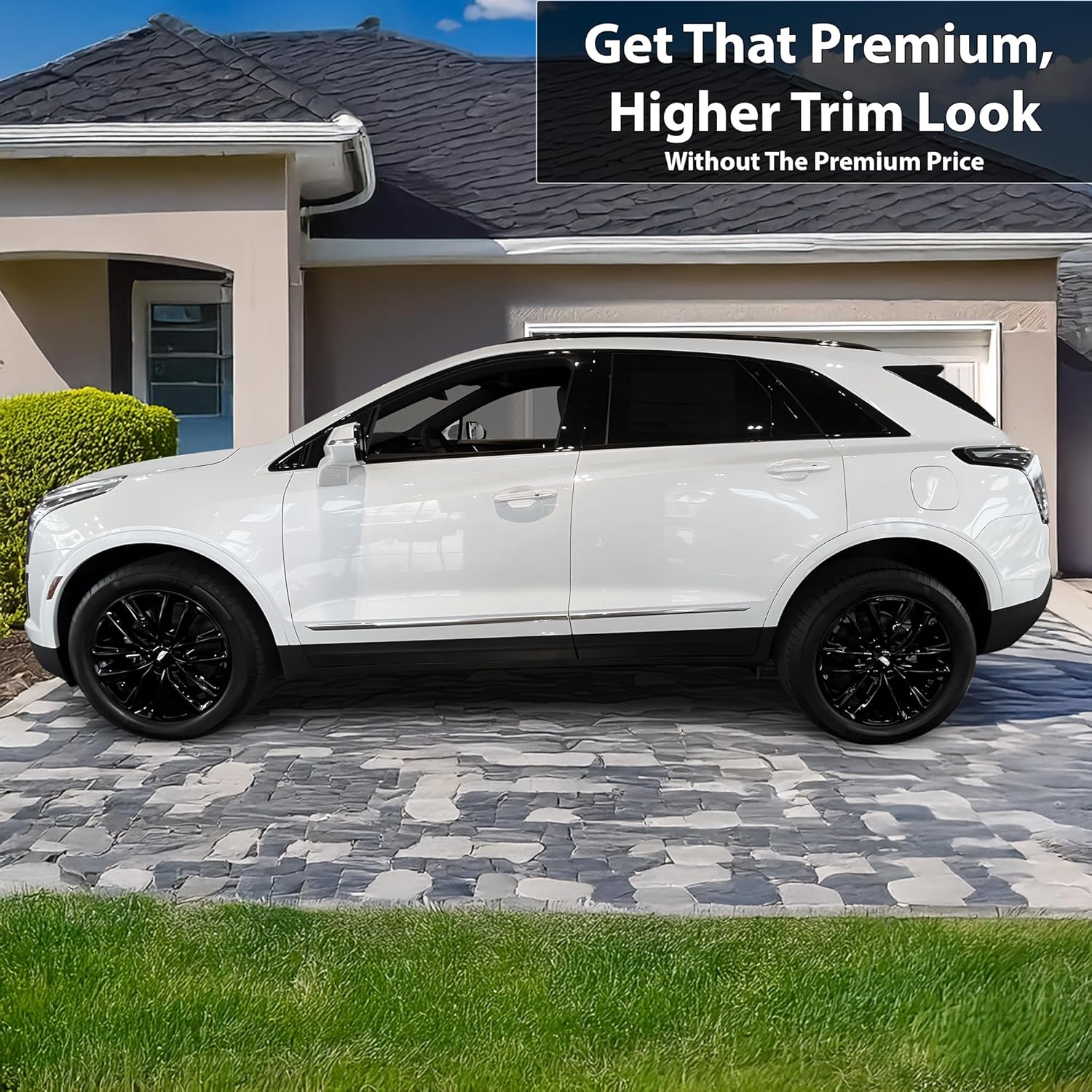 BOGAR TECH DESIGNS Side Window Chrome Delete Overlay Compatible with Cadillac XT5 2017-2025, Gloss Black