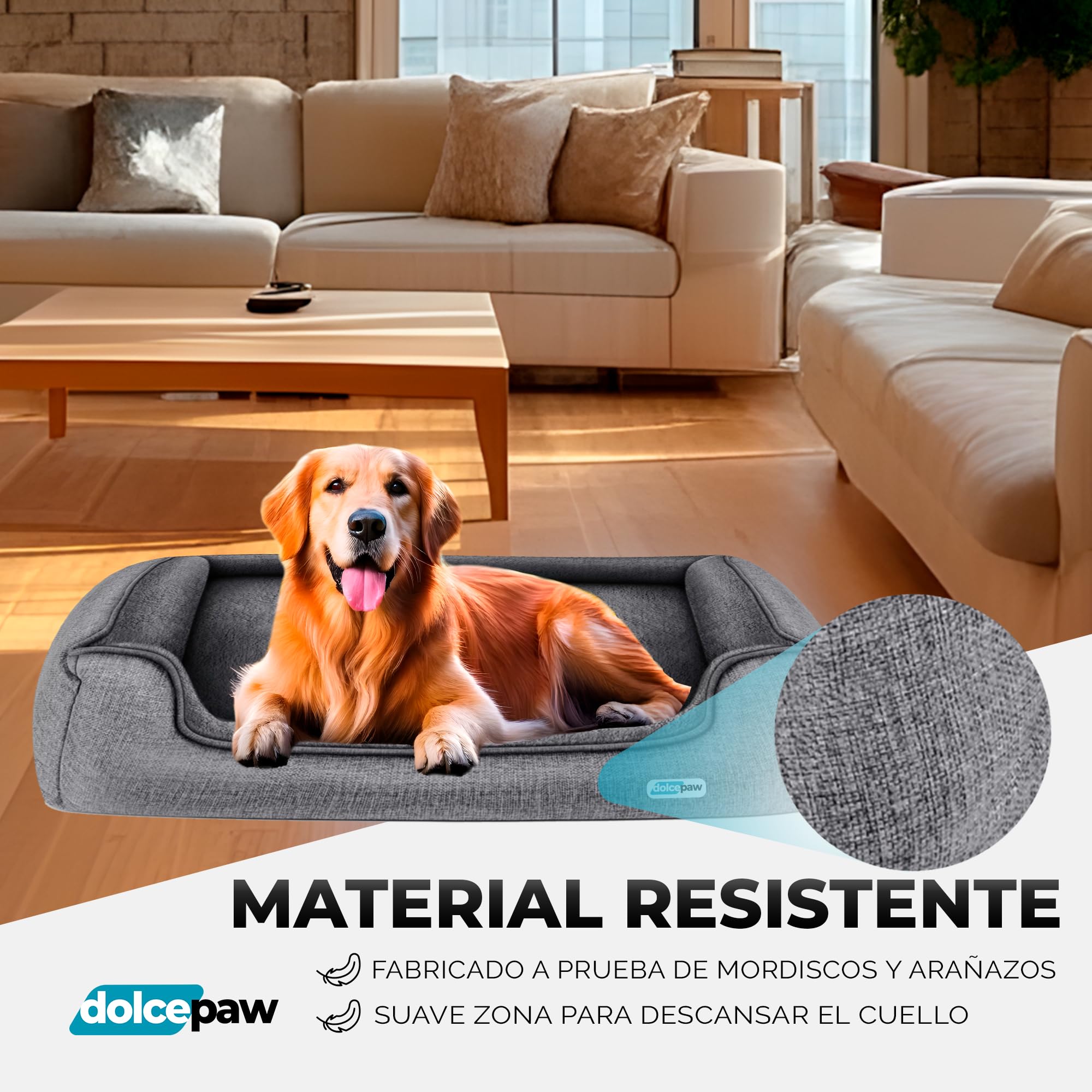 Cama para Perros con Funda Extraíble Lavable y Antideslizante, Cama para Perros y Gatos con Bordes Altos y Suaves, Máximo Confort, Ideal para Mascotas Grandes y Pequeñas
