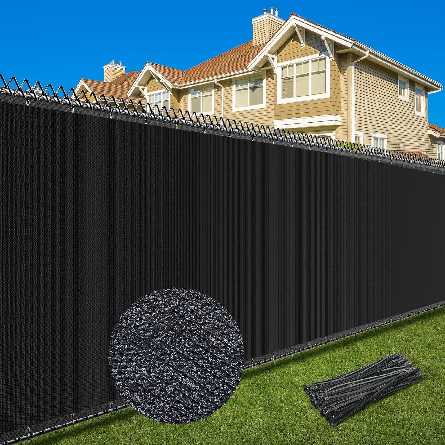 4X25FT Privacy Screen Fence, Heavy Duty Fencing Shade Cover, 170GSM 90% Blockage Mesh Shade Net for Wall Garden Yard Backyard (4 ft X 25 ft, Black) 4' x 25' Black