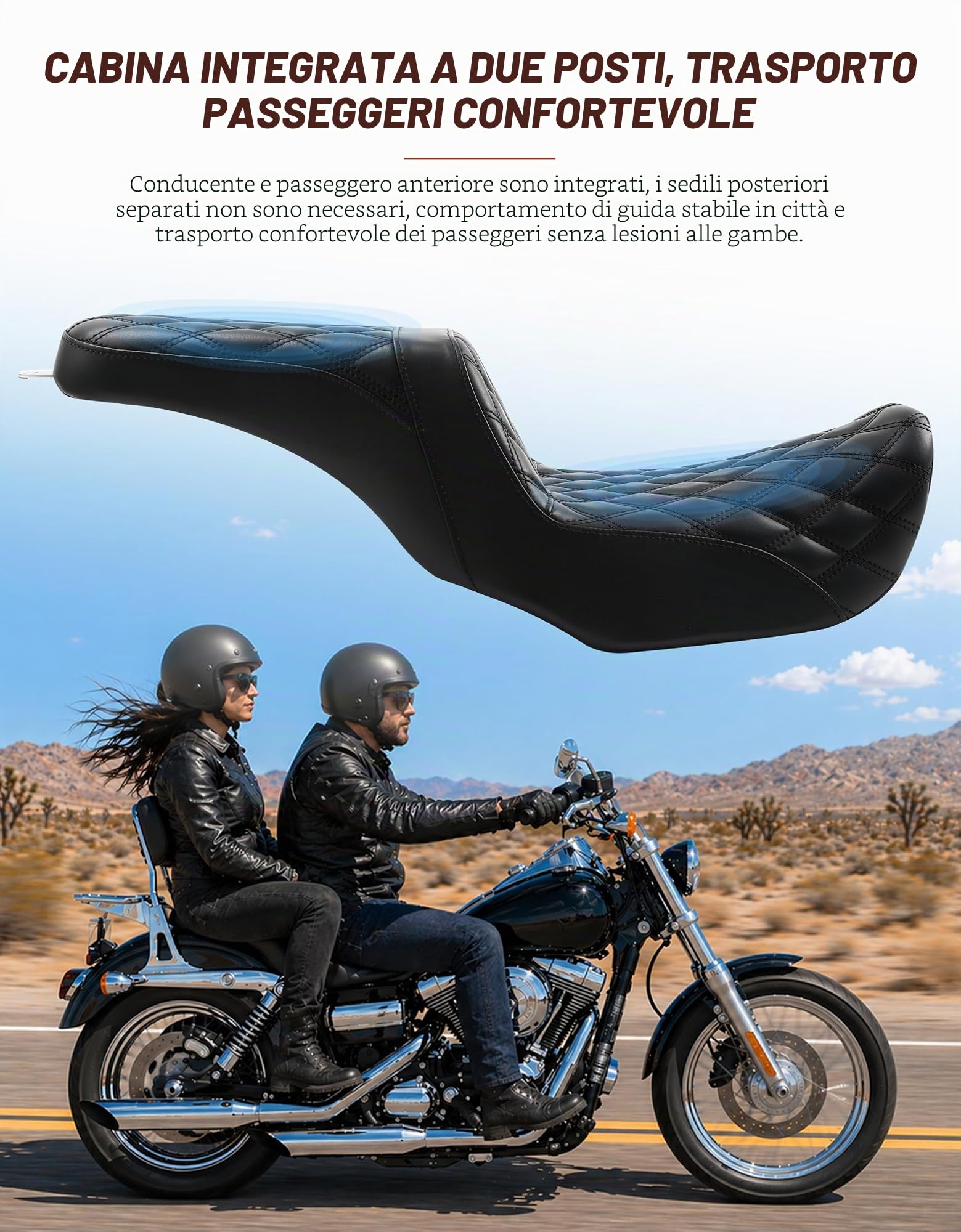 TCMT Sedile conducente e passeggero adatto per Dyna Super Glide Street Bob Wide Glide Fat Bob Low Rider Switchback 2006-2017