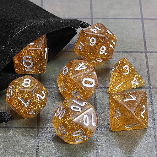 Miniatura 6 de CiaraQ DND - Juego de dados poliédricos con una bolsa de dados negra para juegos de mesa de rol D&D RPG MTG