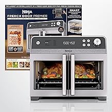 Ninja | French Door Premier Air fry Oven | 10-in-1 functions | 20.3-qt capacity | 5-qt Air Fry Basket, Sheet Pan, Wire Rack, Broil Rack | PFAS-free Cooking Surface, Dishwasher-Safe Accessories | FO101