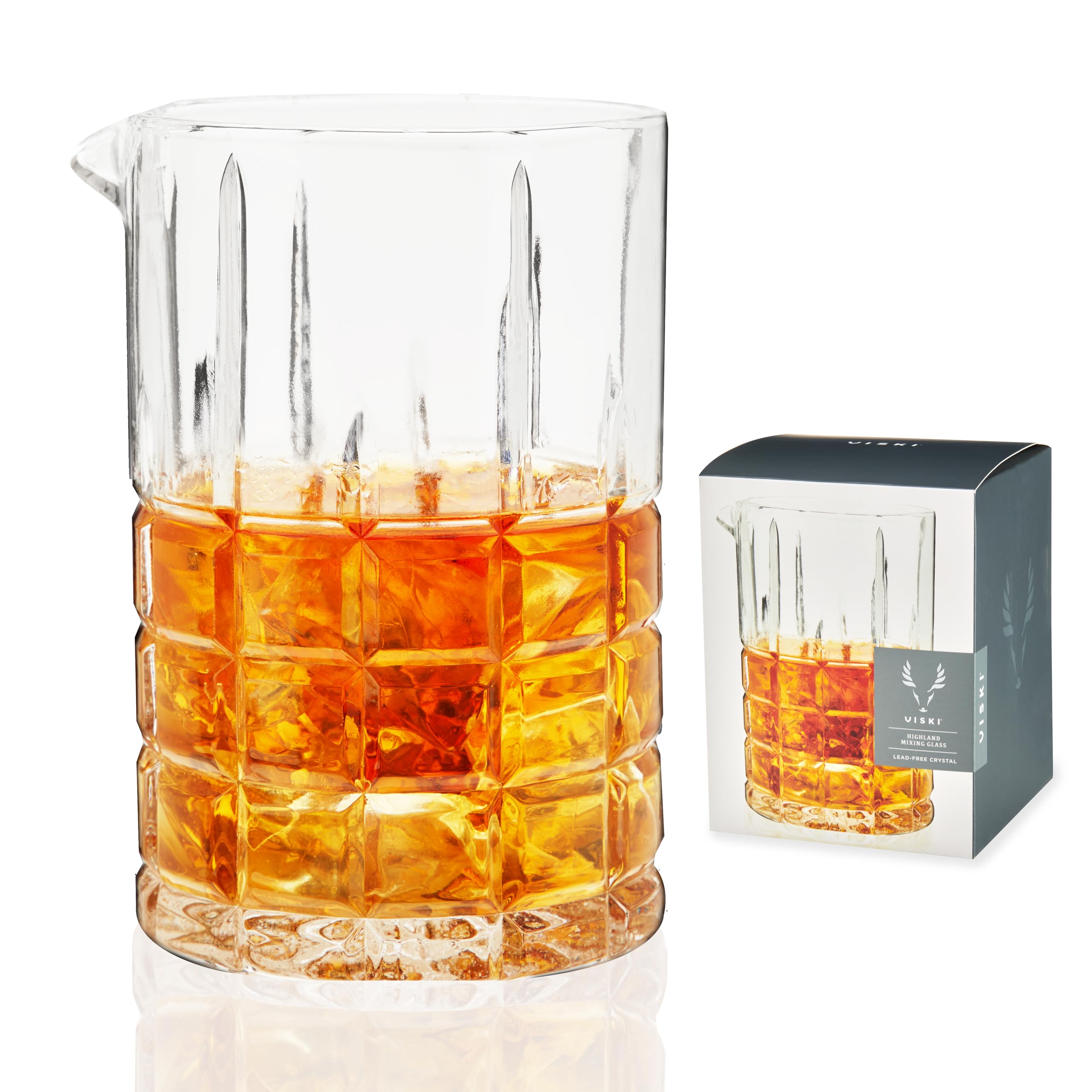 Viski Highland Szklanka do mieszania 510 ml, kwadratowe kryształowe naczynia barowe, akcesoria koktajlowe, artykuły barowe domowe, zestaw 1 szt., przezroczyste