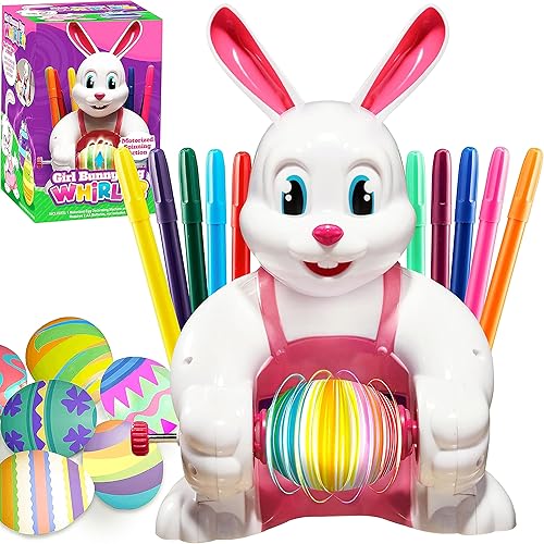JOYIN Kit de decoración de huevos de Pascua motorizado, máquina de decoración giratoria de huevos de conejo ocupado impulsado por batería con 10