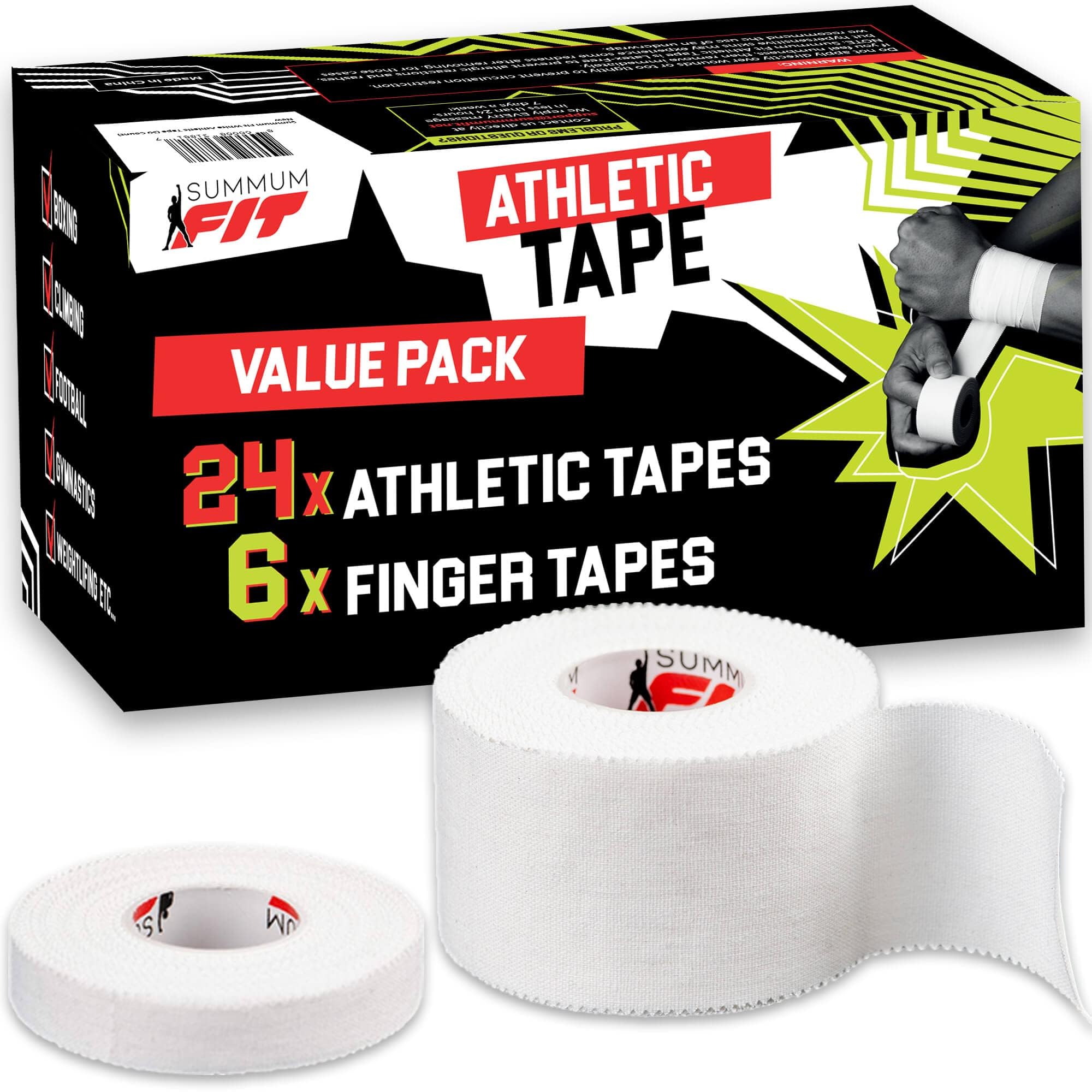 White Athletic Tape Extremely Strong 24 Rolls 6 Finger Roll Easy to Apply No Residue Sports Tape Athletic