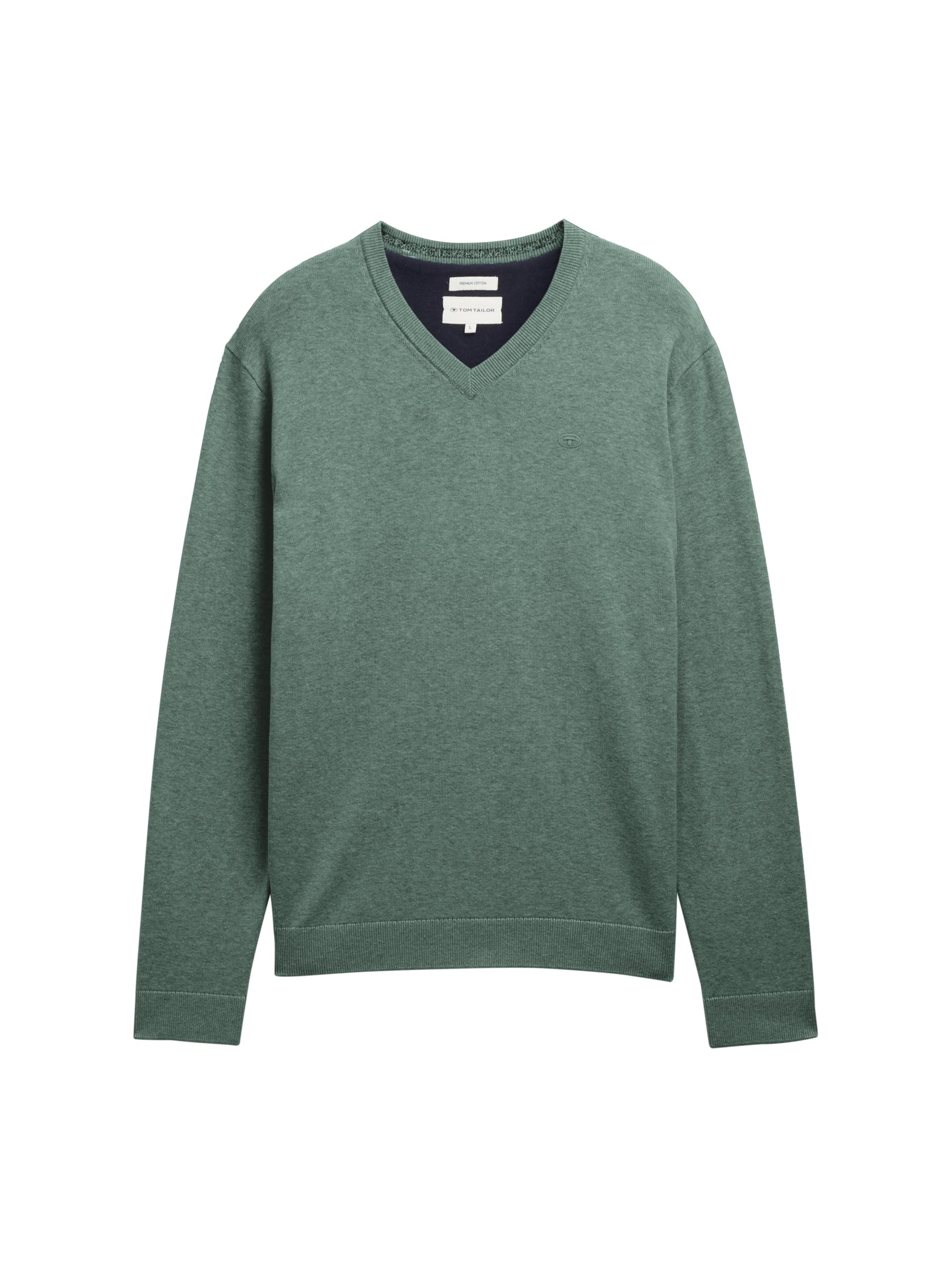 Tom Tailor GmbH Men's 1039811 Knitted V-Neck Jumper, 41473 - Spruce Green Melange, 3XL
