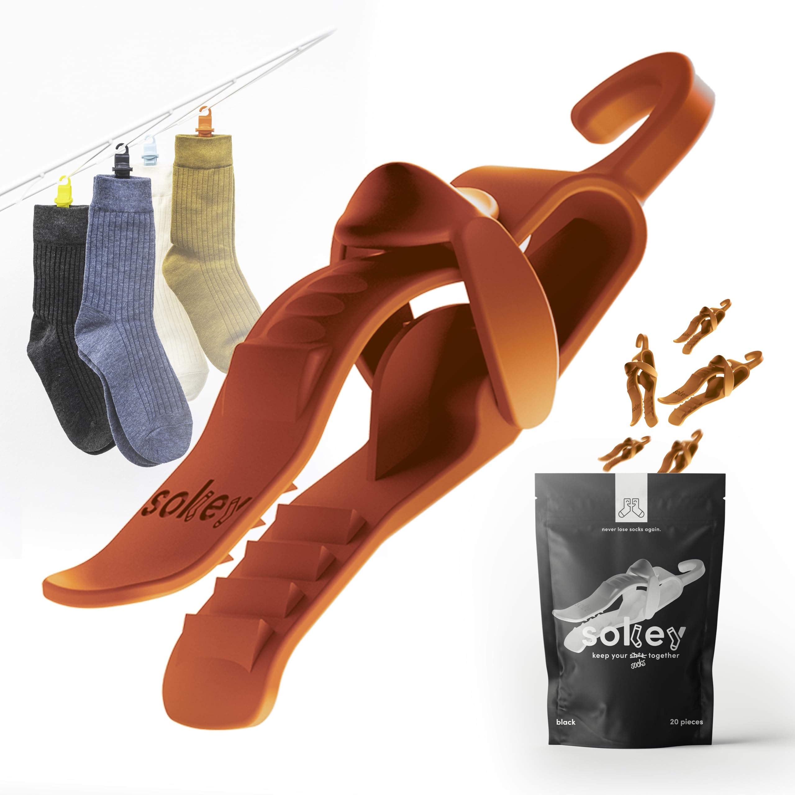 SVUPUE Lot de 60 pinces à chaussettes pour machine à laver et sèche-linge, support de chaussettes avec crochets, pour laver, sécher et ranger les chaussettes paires