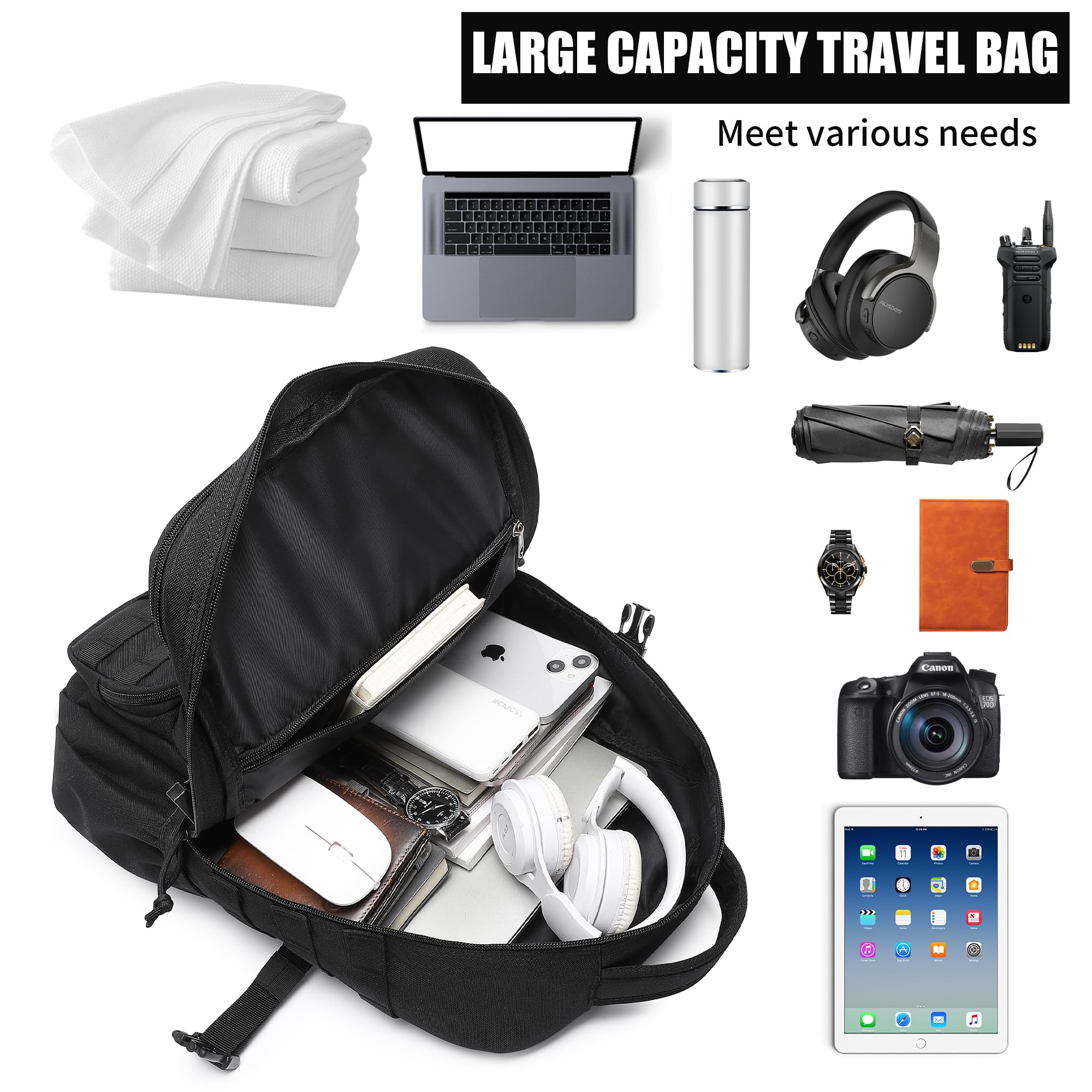 Wotony Men's Tactical Backpack - Military waterproof backpack with multiple pockets and tactical gear for the outdoors