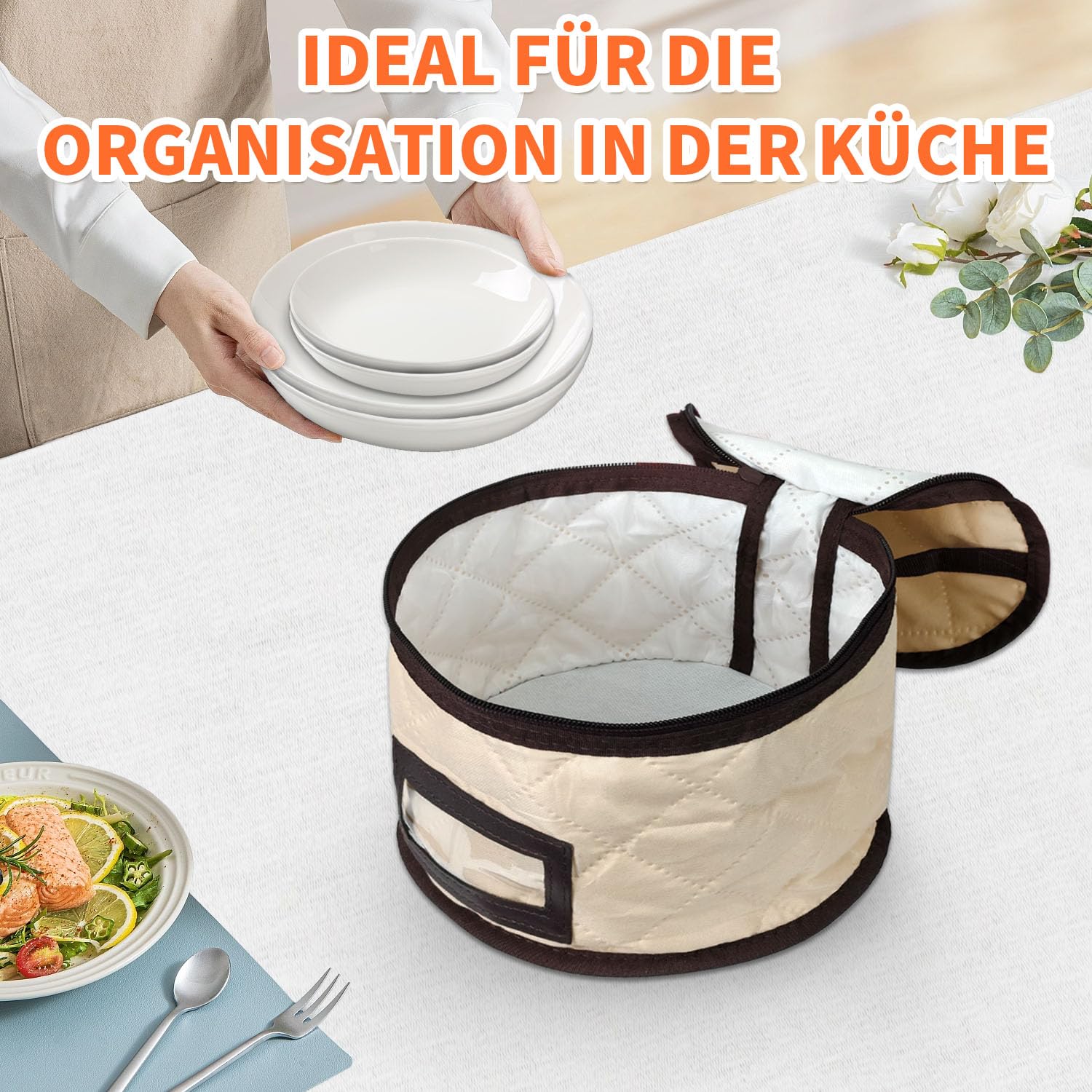 5-tlg. Geschirrbox Set für Umzug, Umzugskartons mit Trennwand Tab-Fenster Stapelbar Harte Schale, Gläserkarton Für Porzellan, Gläser, Teller, Platzsparend – Küche, Camping