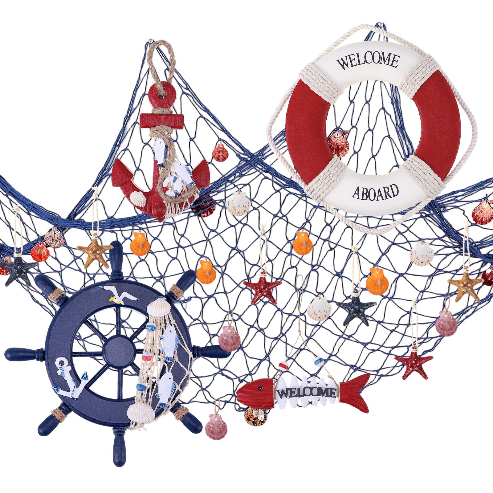Fishing Net Wall Decor Wooden Nautical Party Decorations