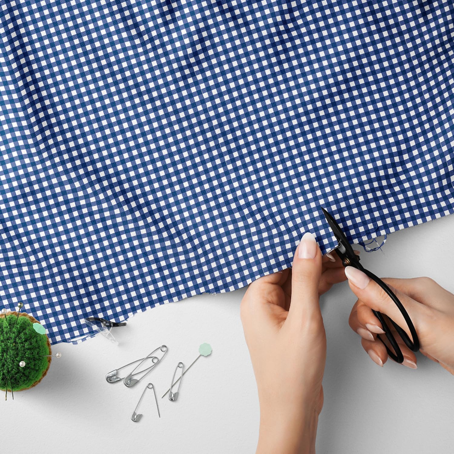 Gingham Polycotton Fabric by The Meter – 1/8 Inch Check – 114cm (45 Inch) Wide – Lightweight Dressmaking, Craft, Quilting, Sewing Material (Royal Blue) -Craft Queen LTD
