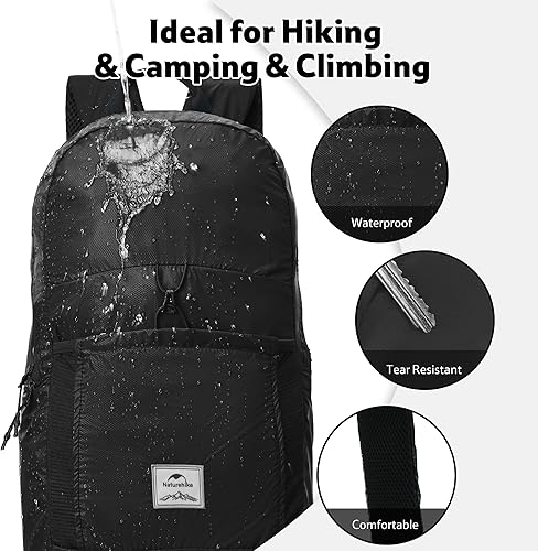 Miniatura 5 de Naturehike Mochila de senderismo ligera de 30L, mochila plegable para acampar impermeable, mochila ultraligera para avión de viaje