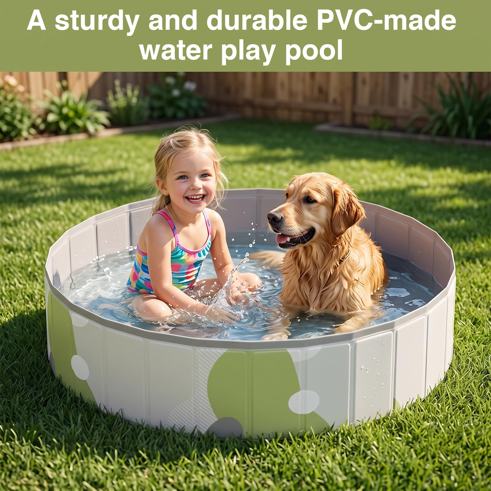 Piscina para Perros - Piscina Plegable Mascotas (XL) 120 x 30 cm | Piscina Perros Grandes y Pequeños con Base Antideslizante, Bañera Plegable para Jardín, Balcón y Salón sin Inflado