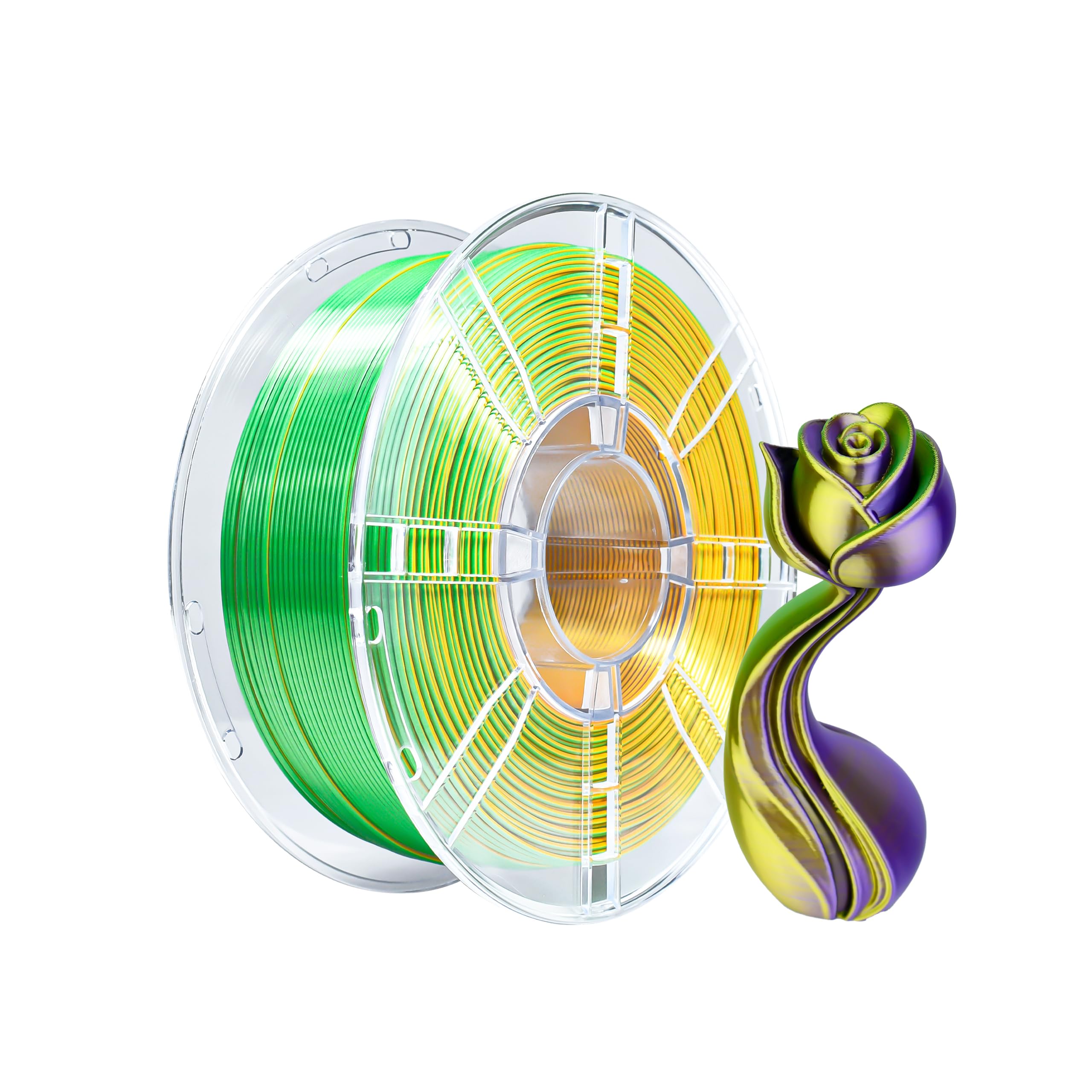 iBOSS Silk Tri-Color Filament, Gold Green Purple Silk PLA+ Filament 1.75mm +/- 0.02mm, PLA Plus 3D Printer Silk Filament Color Change 1kg(2.2lbs) Spool, Fit for Most FDM 3D Printers