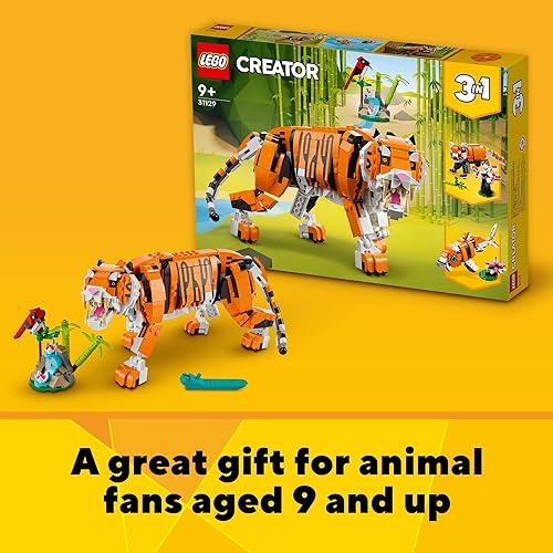 Miniatura 6 de LEGO Creator 31129 - Juego de construcción de tigre majestuoso 3 en 1, se transforma de tigre a panda o pez koi, figuras de animales, juguete de