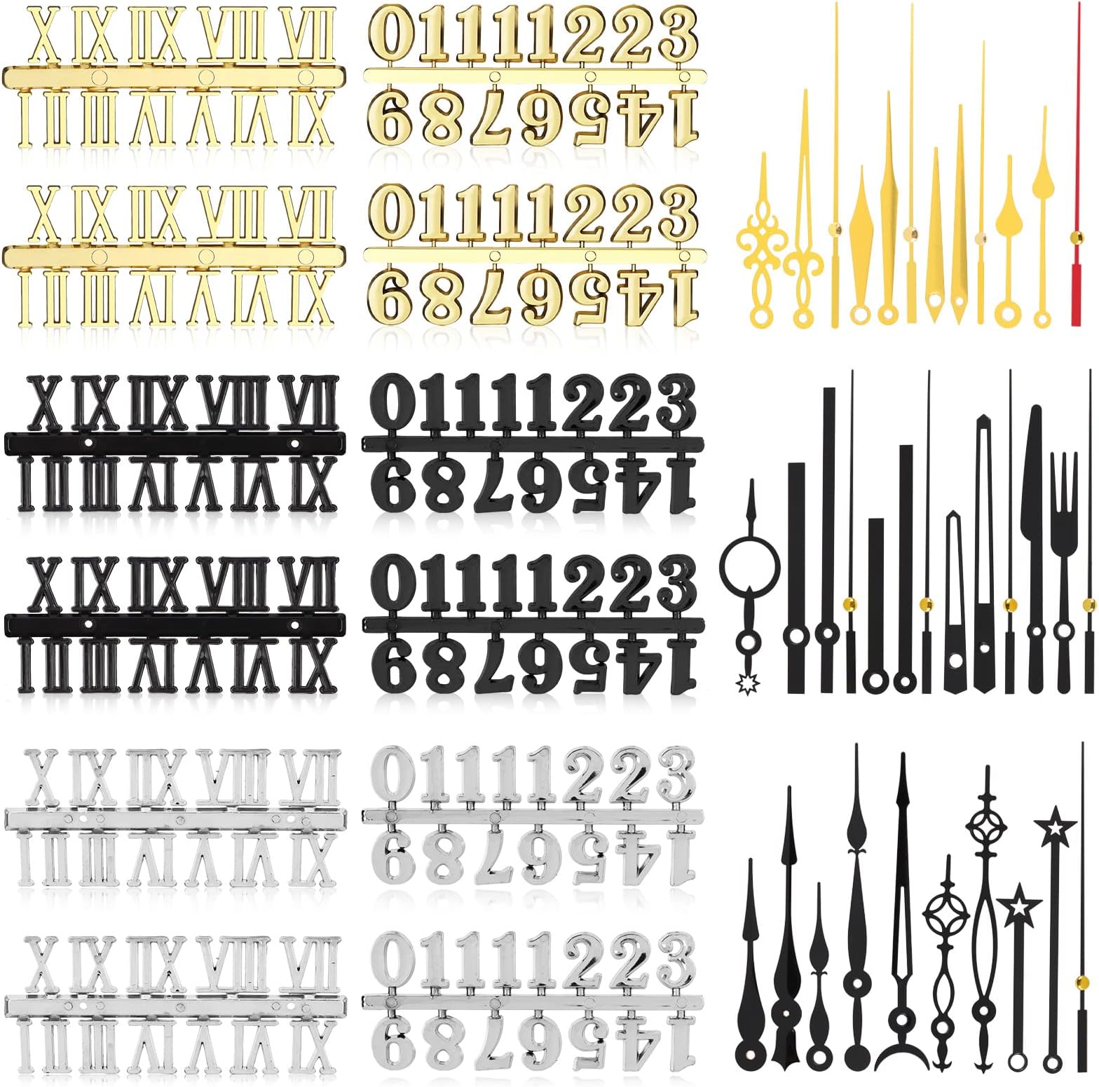 QLOUNI 12 Pieces Arabic & Roman Clock Numerals and 14