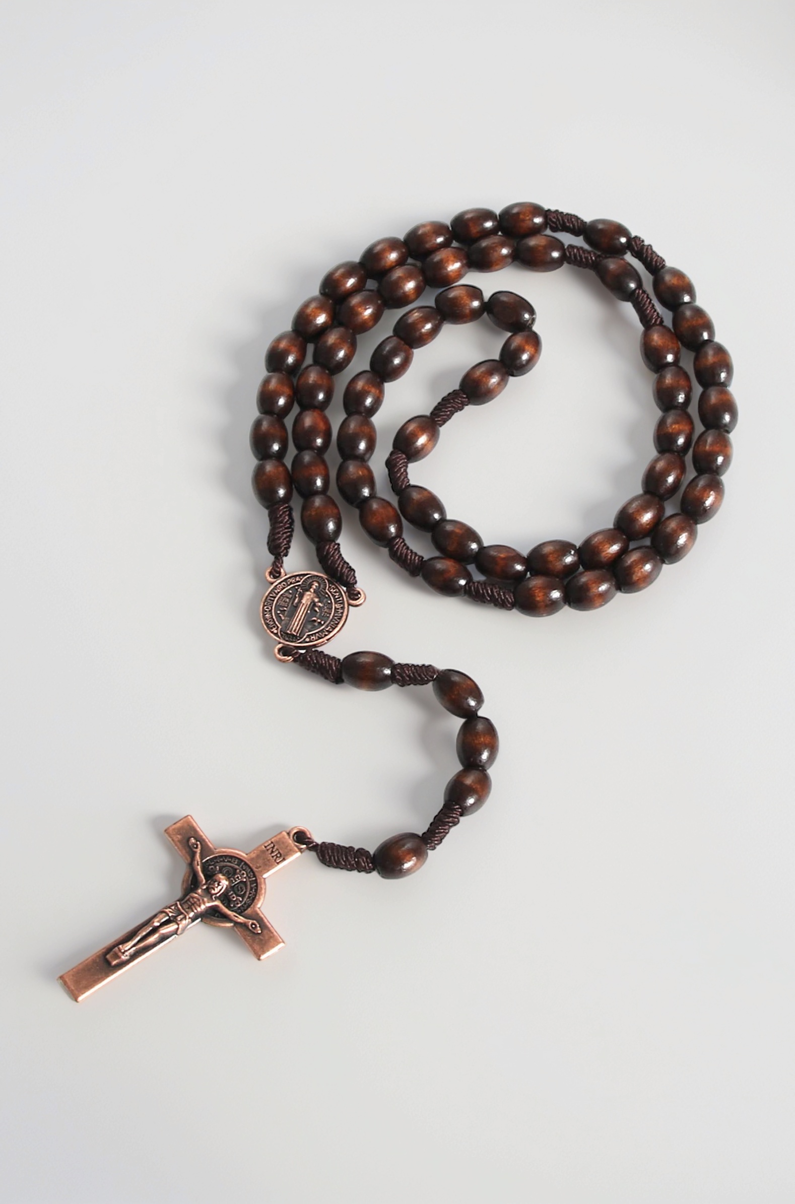 KOMI Handmade Wooden Catholic Rosaries, Rosary Beads Necklace From Bethlehem Wood Christian Prayer Holy Soil Medal & Metal Cross For Catholic Or Christian Gift