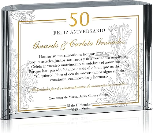 Crystal Central Regalo de bodas de oro personalizado para Padres, Abuelos y pareja, personalizado con la fecha del aniversario, regalo único de 50