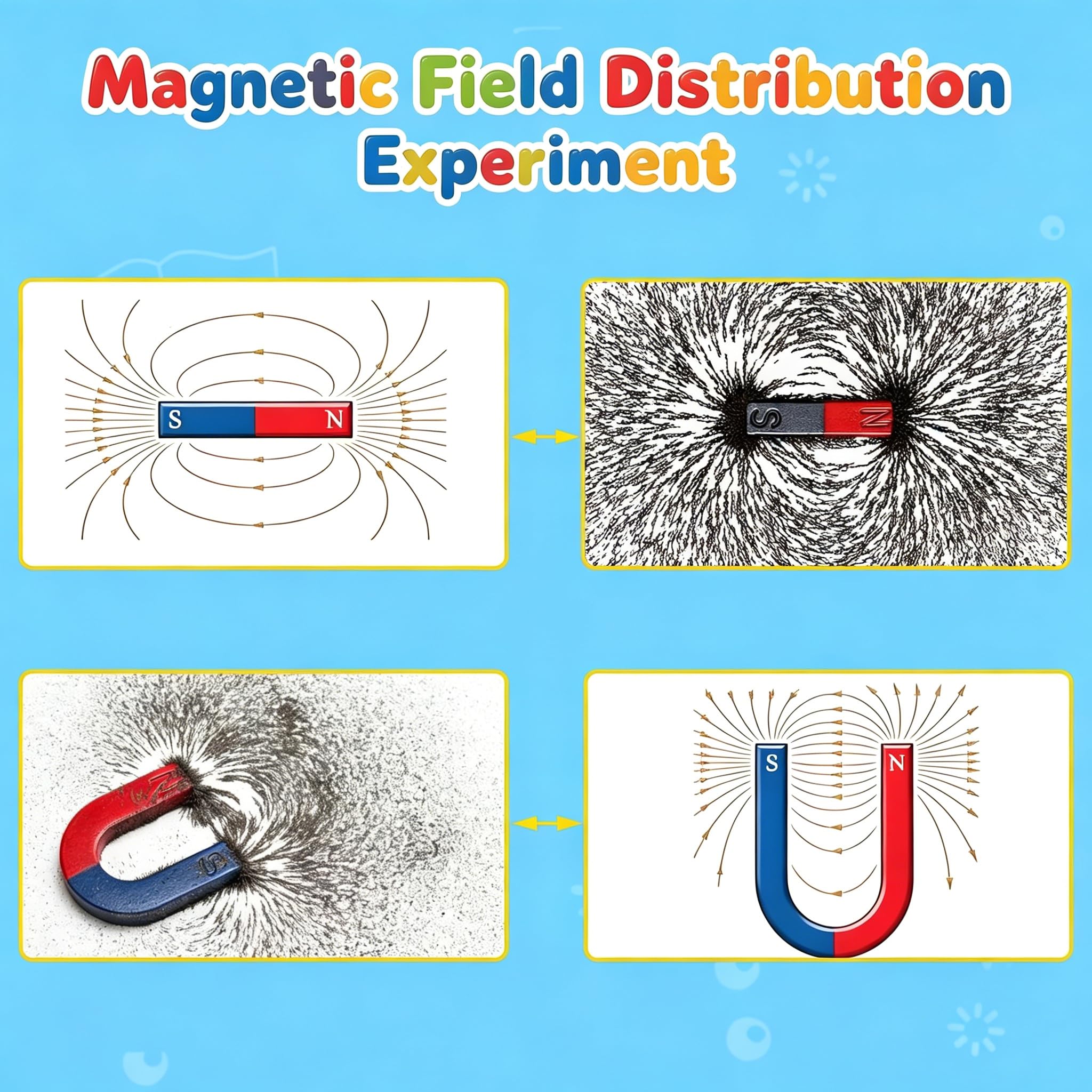EXBEPE Kit de imanes para experimentos de ciencias físicas, juego de experimentos para educación, ciencia, herramientas de experimento, suministros para el aula