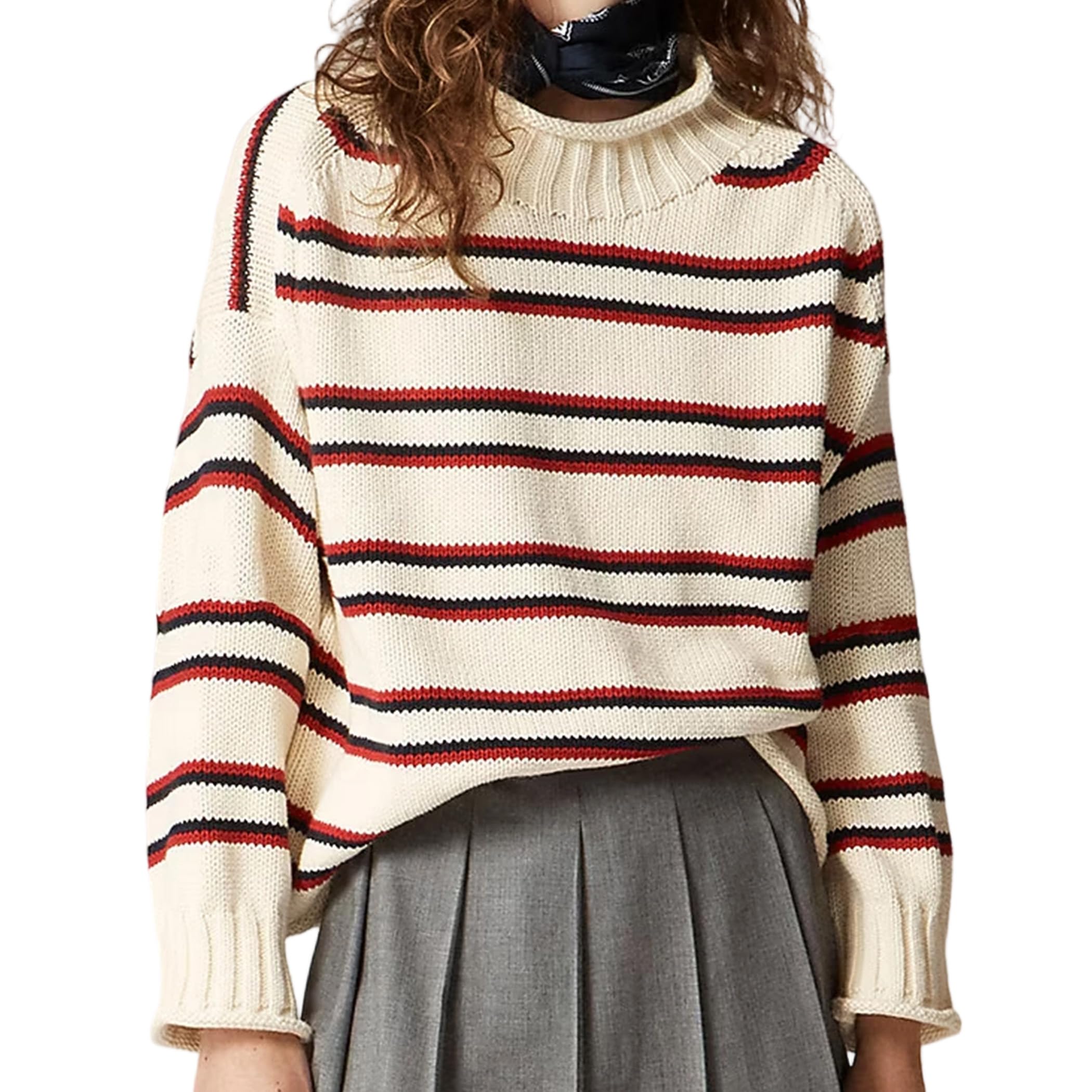 Women's Oversized Roll Neck Sweater Long Sleeve Pullover Fall Casual Tops