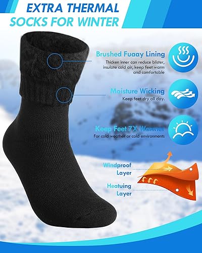 Miniatura 4 de Liitrsh 10 pares de calcetines térmicos de invierno para hombre, calcetines cálidos para botas de esquí, calcetines gruesos para hombres en clima