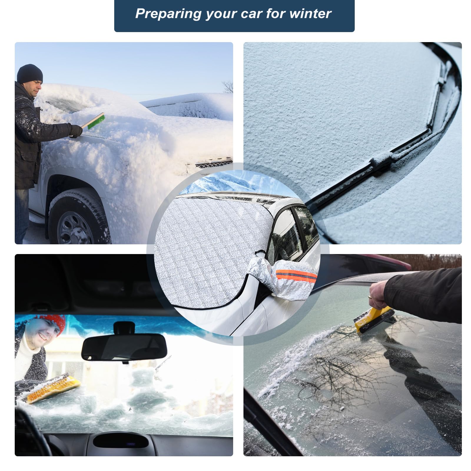 Housse Pare-brise Avant En Fibre De Carbone, Bâche Chauffante Contre La Neige, Matière épaisse, Pour Voiture