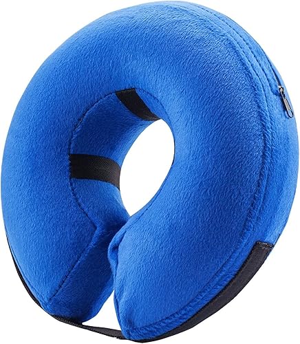 BENCMATE Collar inflable protector para perros y gatos Collar de recuperación de mascotas suave no bloquea la visión E-collar Azul / Patchwork, gris