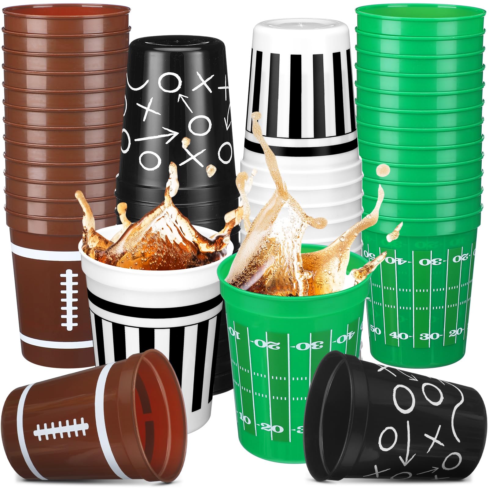 Gobelets en plastique réutilisables football 4 designs assortis pour buffets