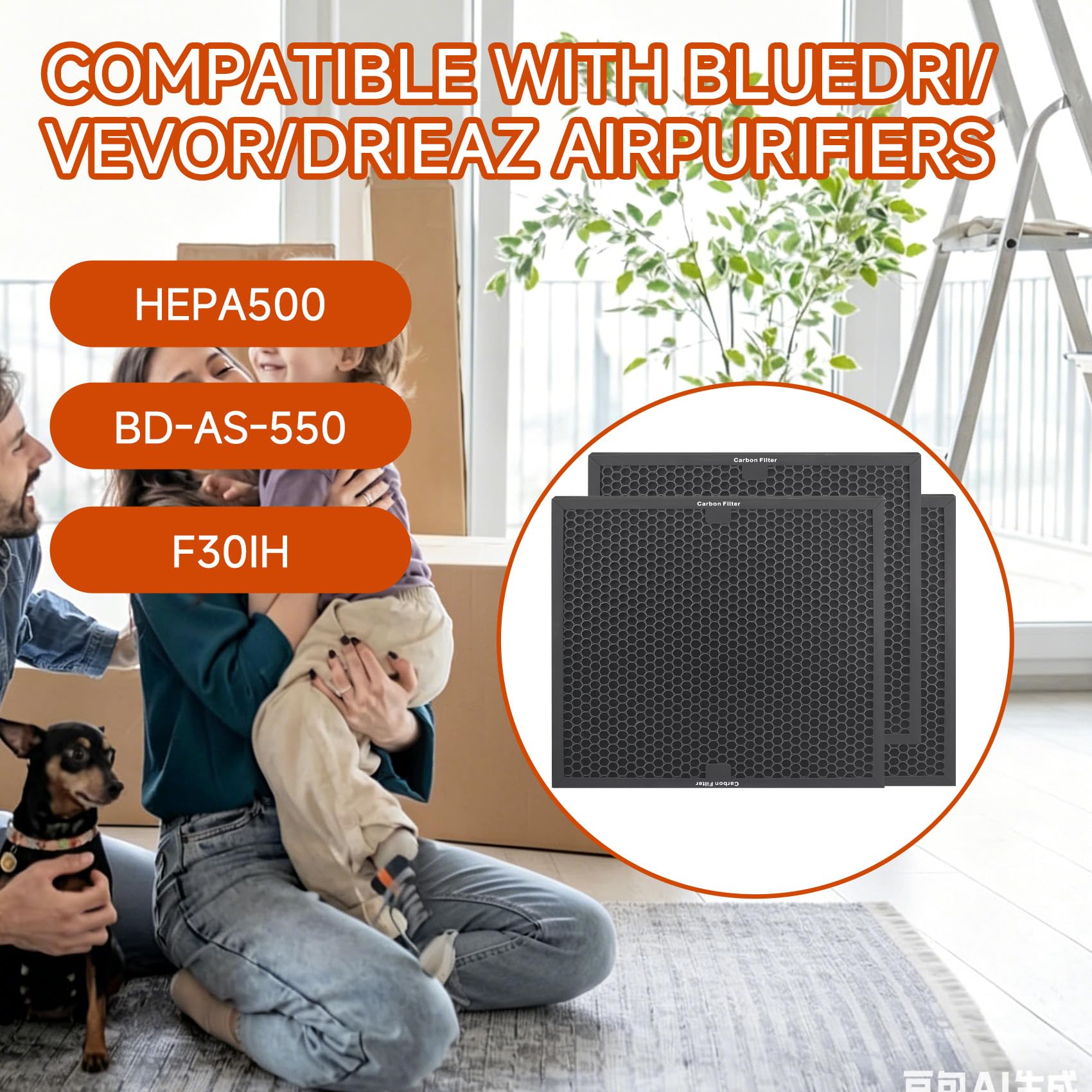 Filtros de carbón activo de repuesto para purificadores de aire Dri-Eaz HEPA 500, BlueDri BD-AS-550, VEVOR y Mounto, malla de prefiltro de 16 x 16 x 1 pulgada (paquete de 3)