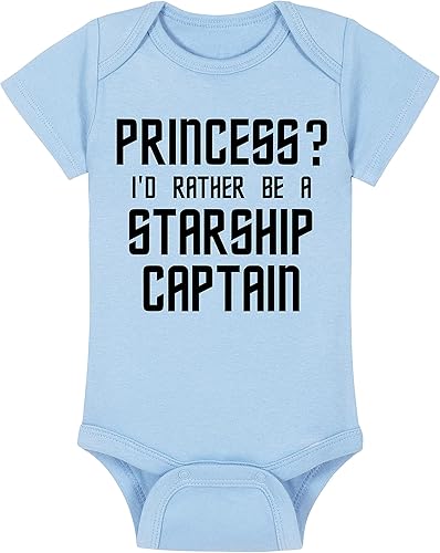 Vista 10 de ¿Princess? I'd Rather Be A Starship Captain - Trekkie Baby Onesie - Sombrero - Manta - Combinaciones de paquetes de baberos Tela rosa/diseño negro
