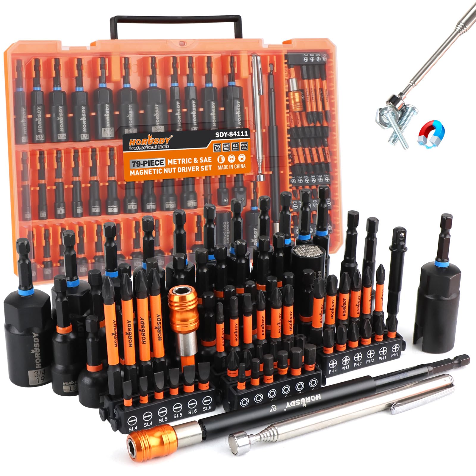 Amazon.com: Upgraded 79-Piece Magnetic Impact Nut Driver Set