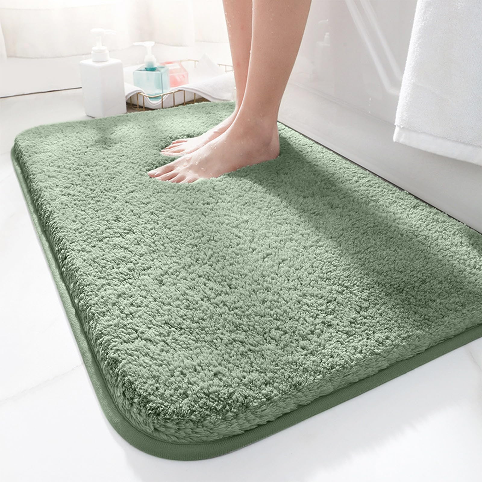 Tappetino Da Bagno Antiscivolo OLANLY 50x75 Cm - Microfibra Morbida Assorbente - Lavabile In Lavatrice - Grigio