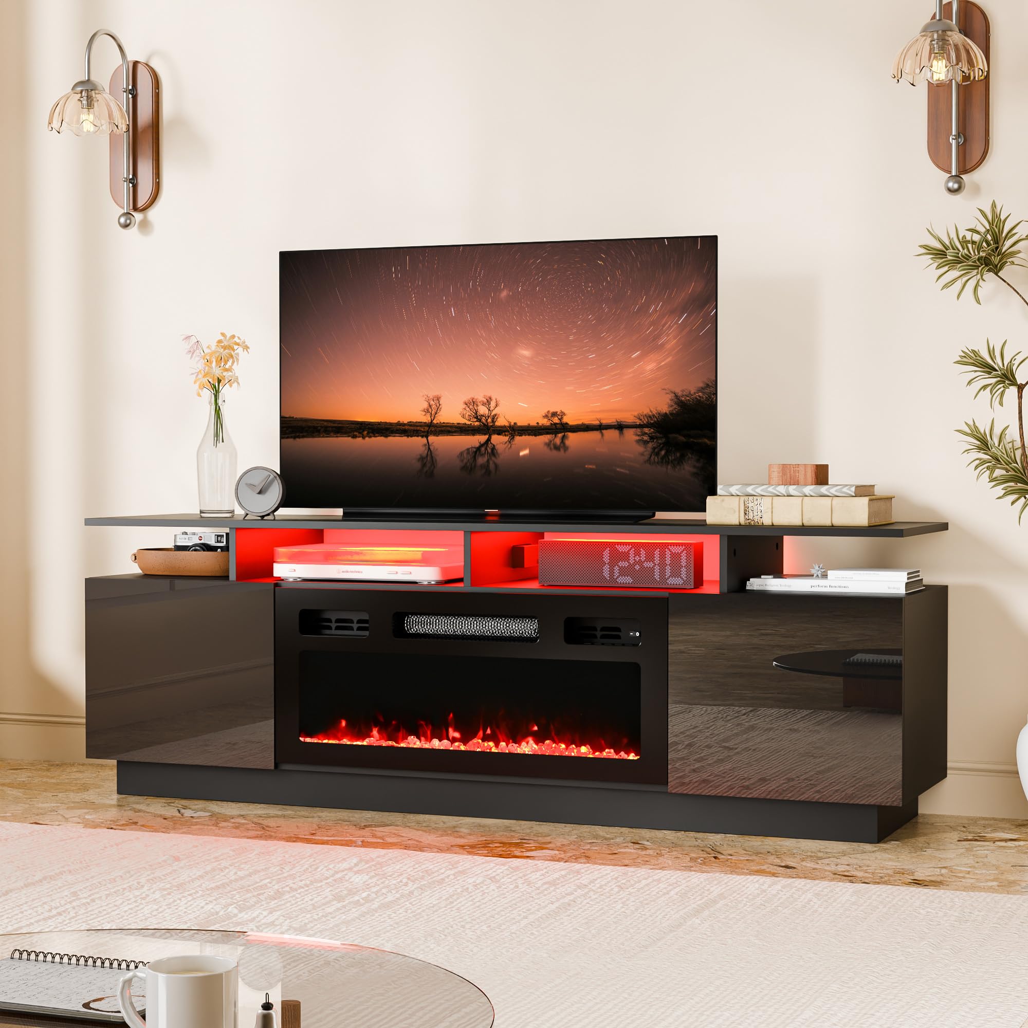 Amazon.com: Cozy Castle Fireplace TV Stand for 65 70 75 Inch TV