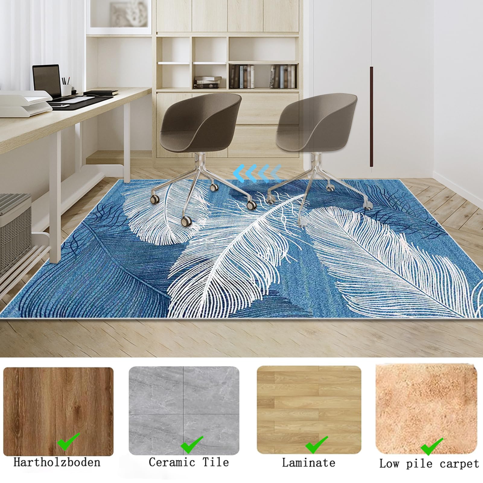 Tappeto Salvapavimento per Sedia Ufficio, Tappeto per Sedia Gaming, Tappetini per Sedie da Ufficio, Tappeto Gaming Pavimento, Tappetino Parquet Ufficio protettore del Pavimento 120 x 140 cm