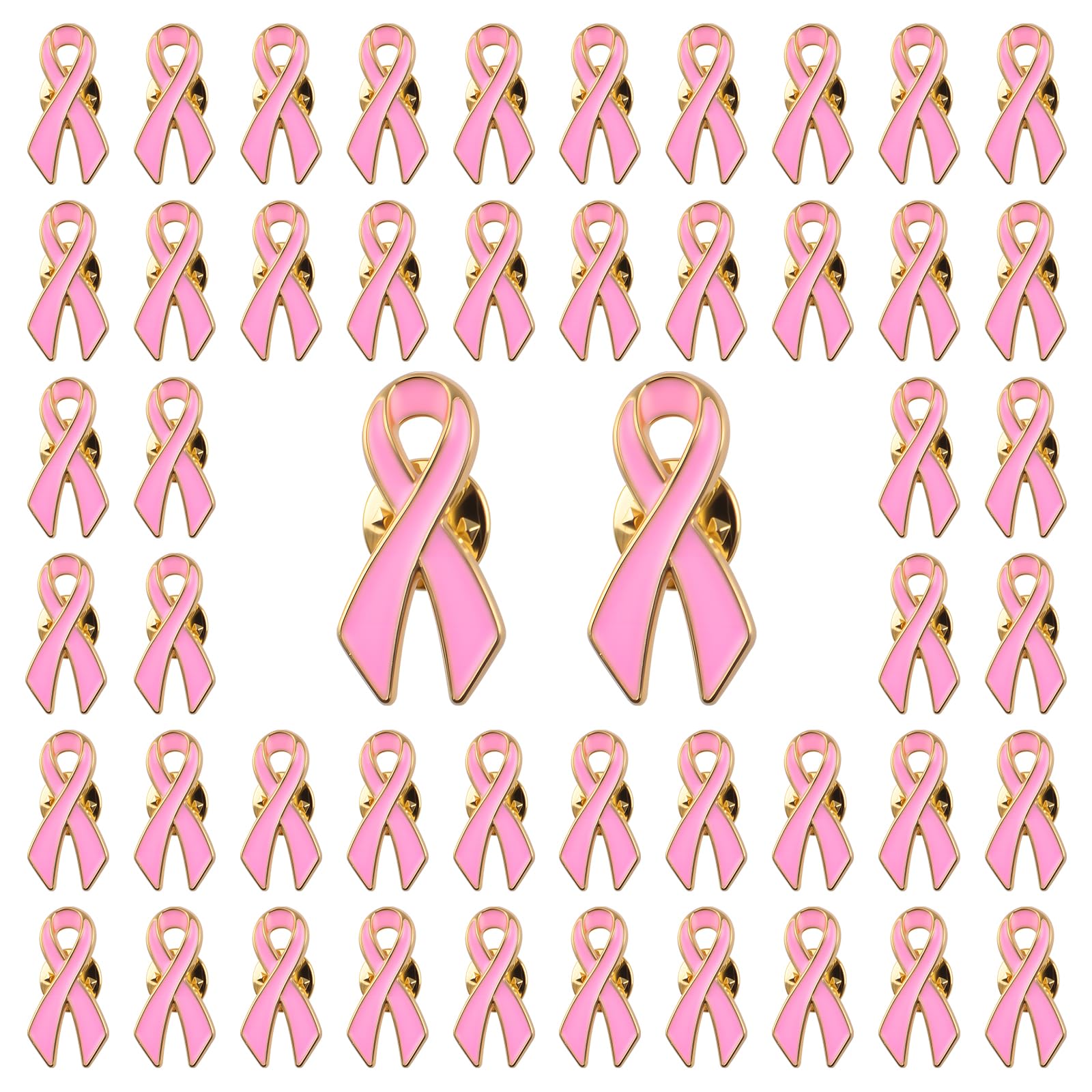 WANDIC 50 Pcs Pink Ribbon Pins