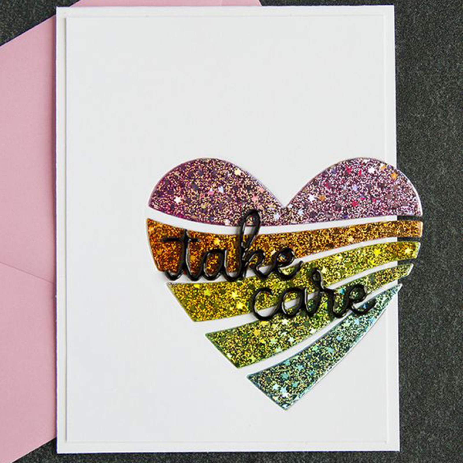 Fustella Metallica A Forma Di Cuore Traforato Per Scrapbooking E Album Fotografico – DIY Embossing, Acciaio, 8,2x7,6cm - 2