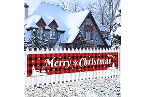 Merry Christmas Banner 120" x 20" Double Printed Xmas Decoration