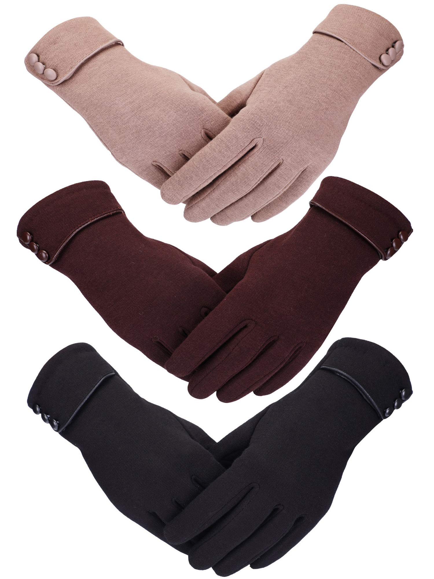 Patelai 3 Pairs Womens Winter Gloves Touchscreen