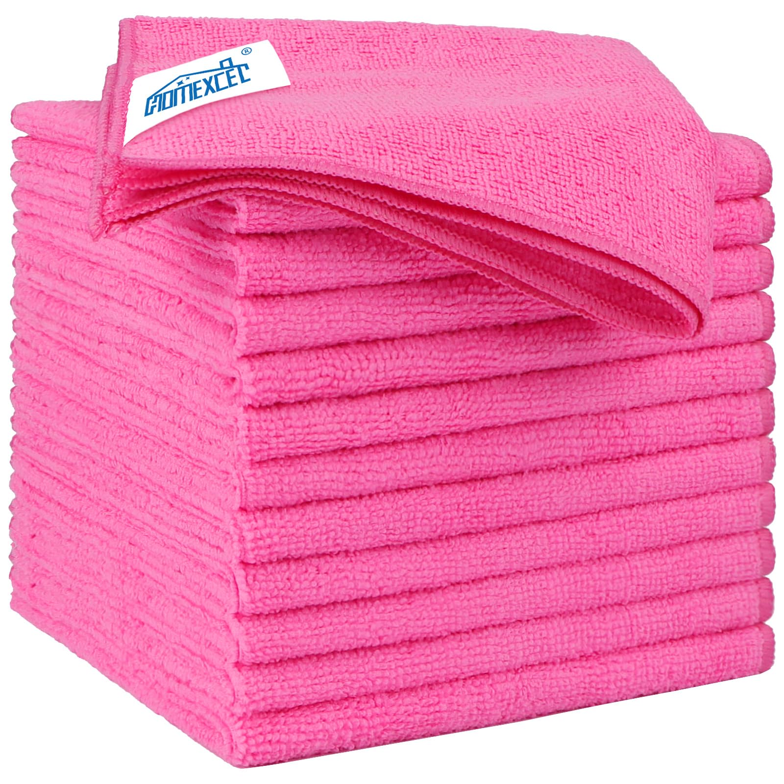 Homexcel Pink Microfibre Cloth 12 Pack,30 X 30 Cm Cleaning Cloths，Ultra Absorbent Car Washing Cloth Lint Free Streak Free Cleaning Towels Rags For Car Kitchen Window,