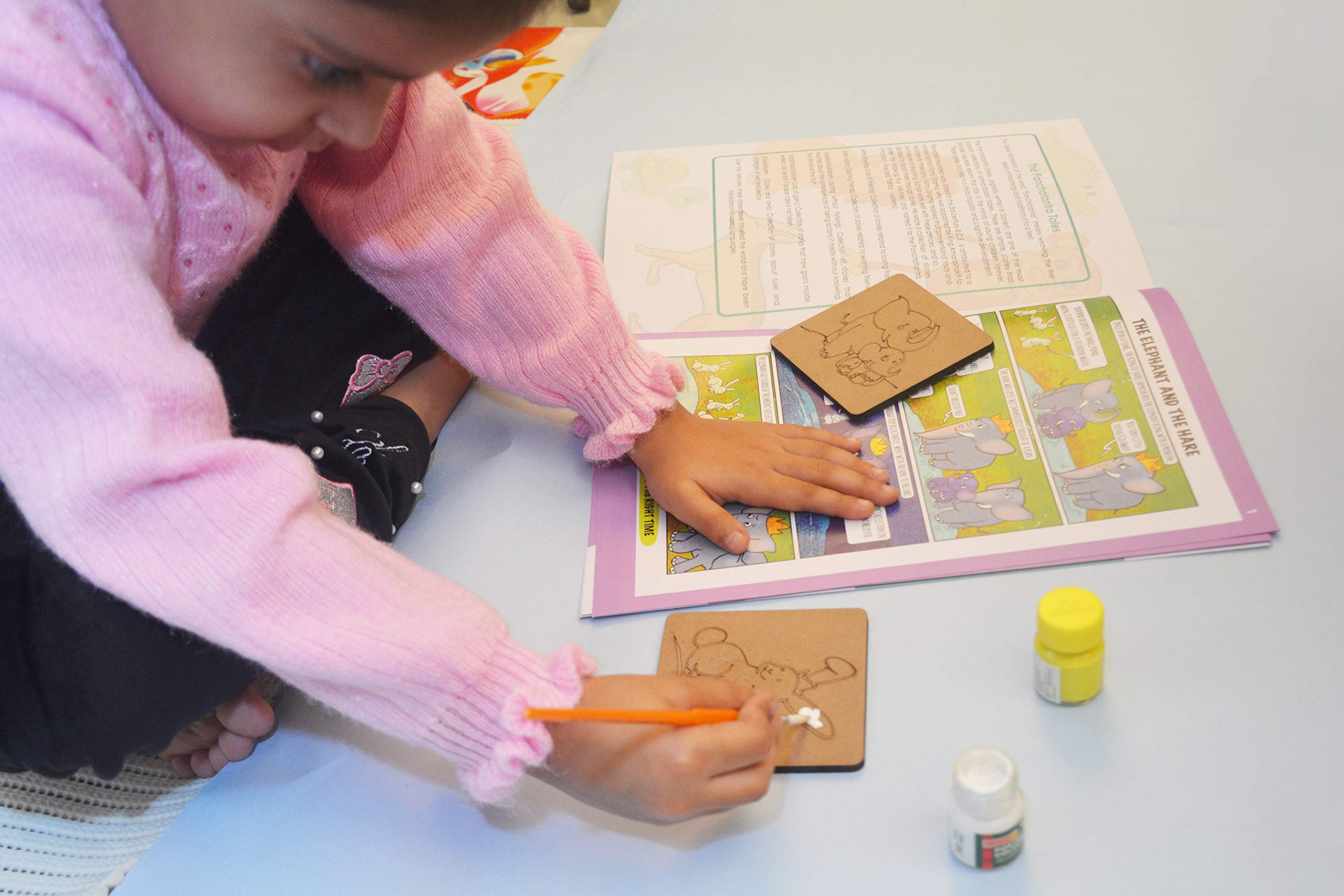 IVEI Panchatantra Story Kids Learning Book - Workbook and 2 DIY Coasters - Colouring Activity Worksheets - Creative Fun Activity and Education for Kids - The Elephant and The Hare (Age 4 to 7 Years) - Image 5 thumbnail