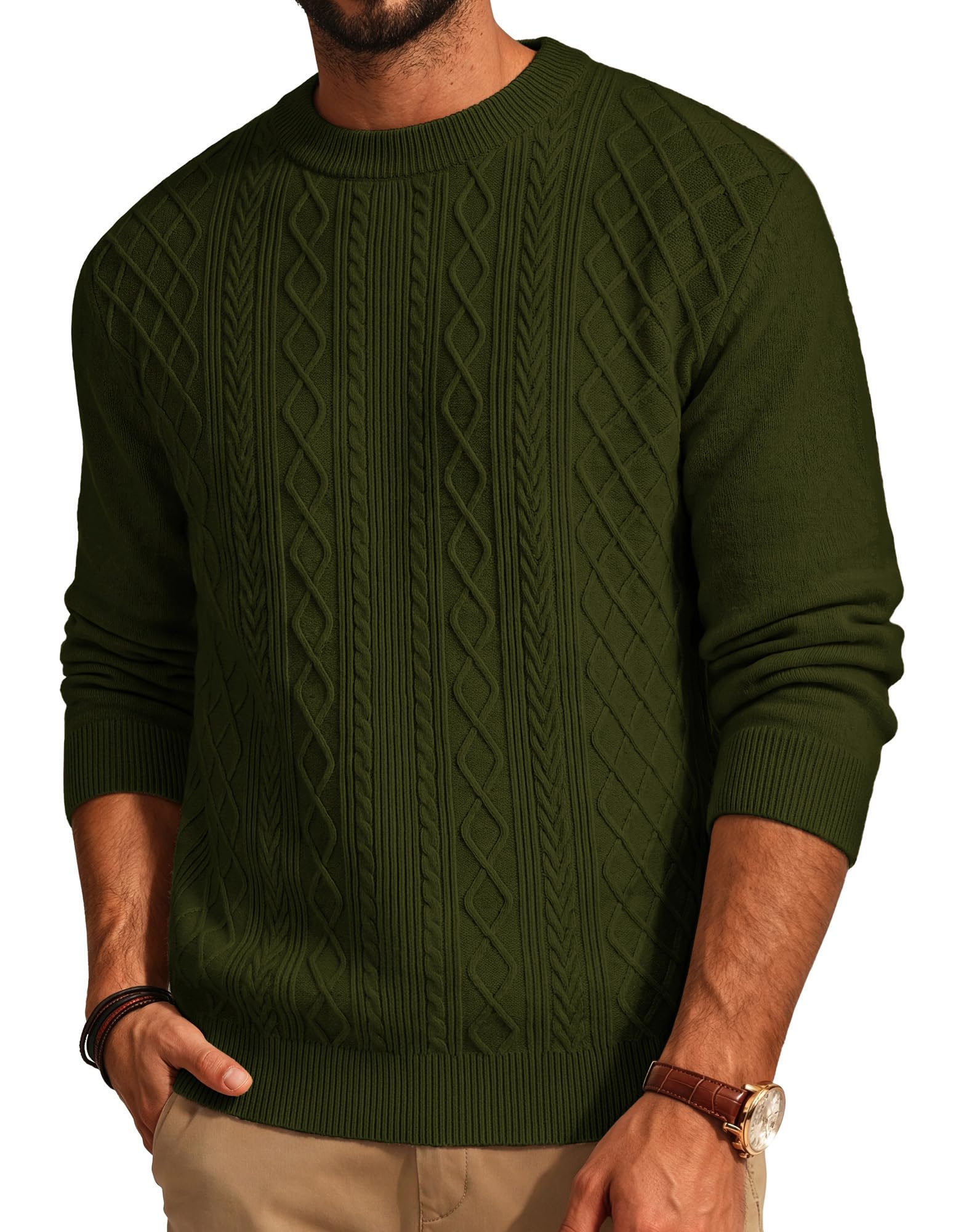 PJ PAUL JONES Jersey para hombre con cuello redondo y cuello redondo