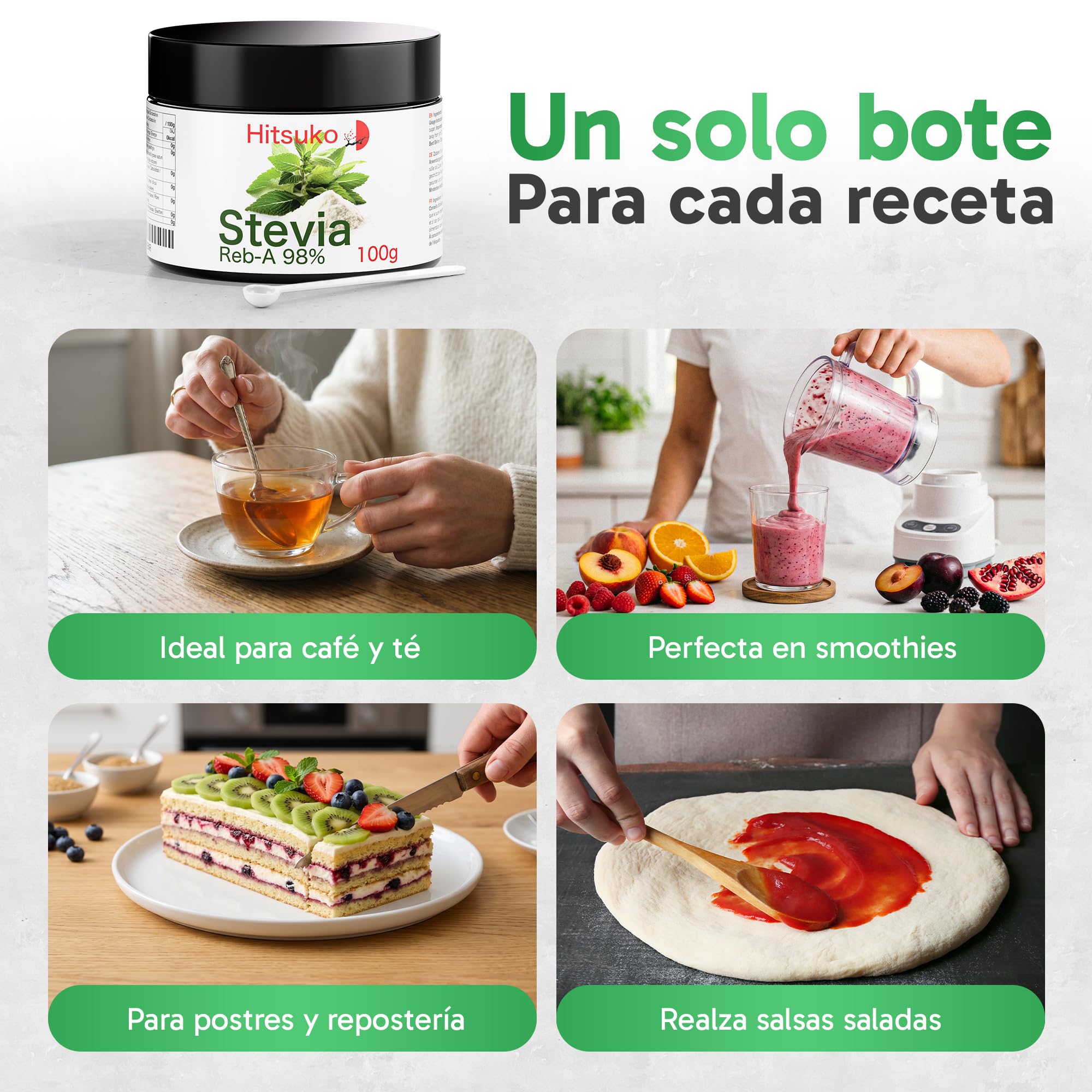 Polvo de Stevia Ultra-Concentrada (100g) | RebA-98 Puro al 98% | 470x Más Dulce que el Azúcar