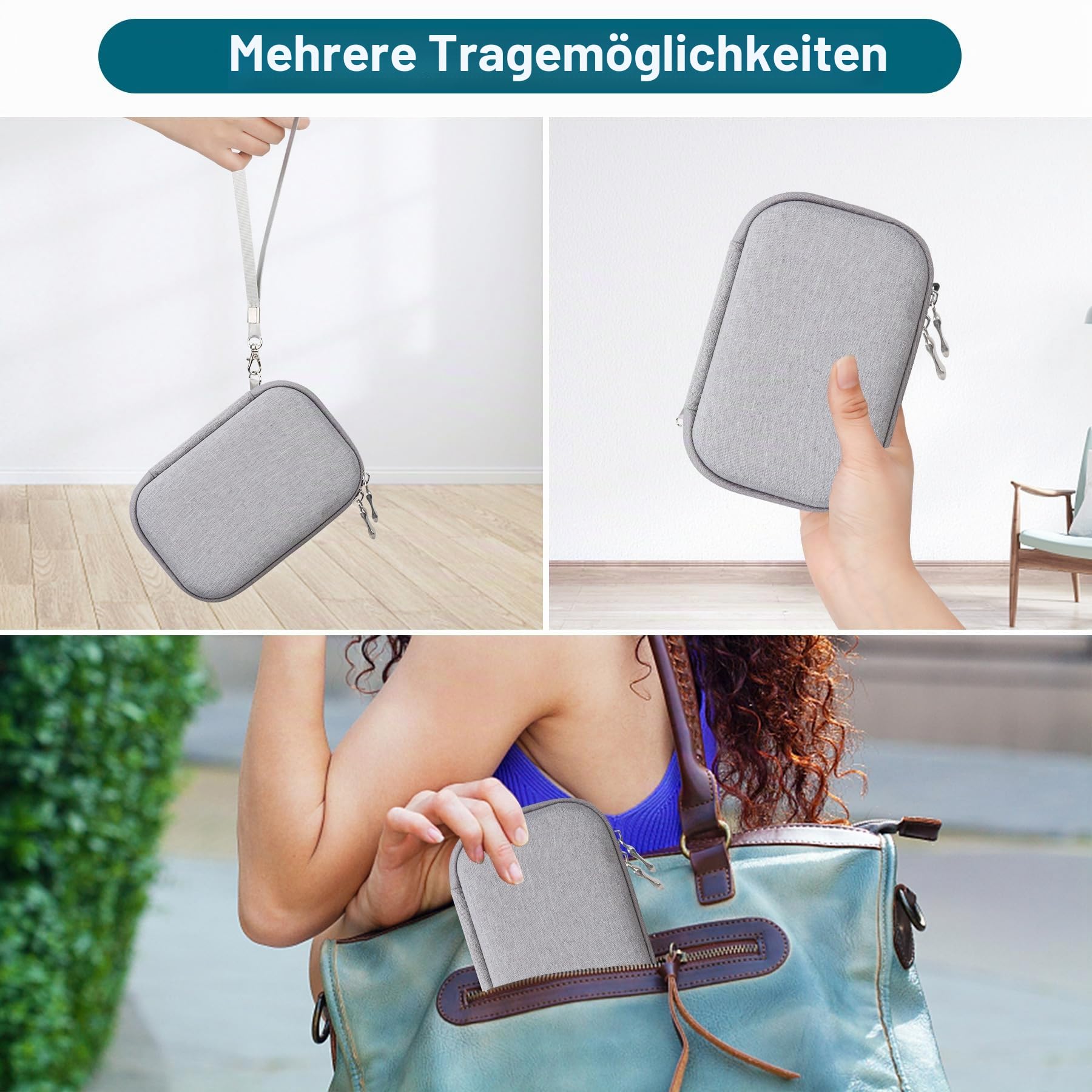 Canboc Hartschalenkoffer für Liene Pearl K100 2x3 Tragbarer Fotodrucker/Liene 2x3 Fotodrucker, Reißverschluss Mesh Tasche passt Fotopapier, Kabel, Grün (NUR Fall)