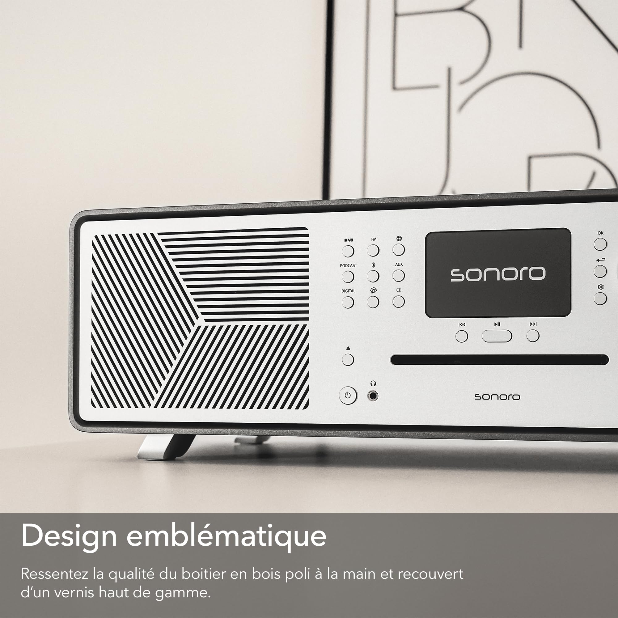 sonoro MEISTERSTÜCK (Gen.2) Chaîne Hi-FI (Airplay, Chromecast, Spotify, Tidal, FM, Dab+, USB) Sandstone