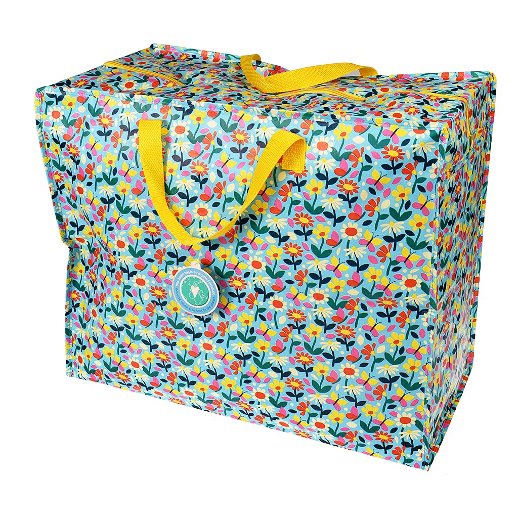 Rex London Large Storage Bag with Zip - Strong and Durable 55 x 48 x 28cm 70l - Choice of Design (Butterfly Garden)
